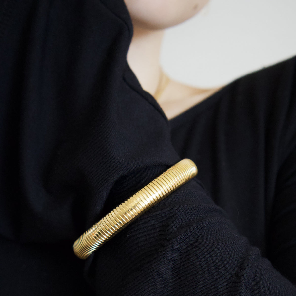 18k Gold Plated Elasticated Stacking Bangle