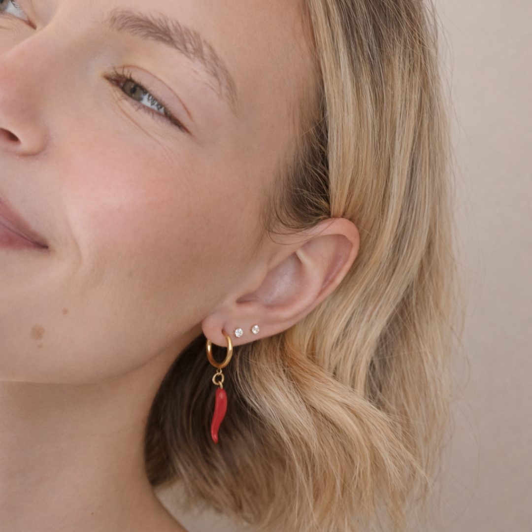 18k Gold Plated Chili Charm Earring