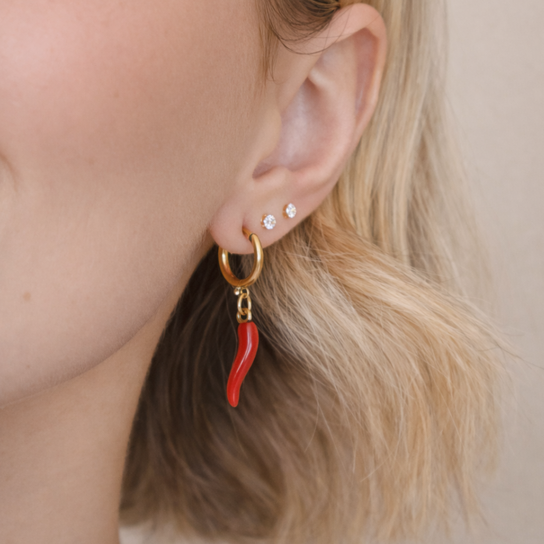 18k Gold Plated Chili Charm Earring