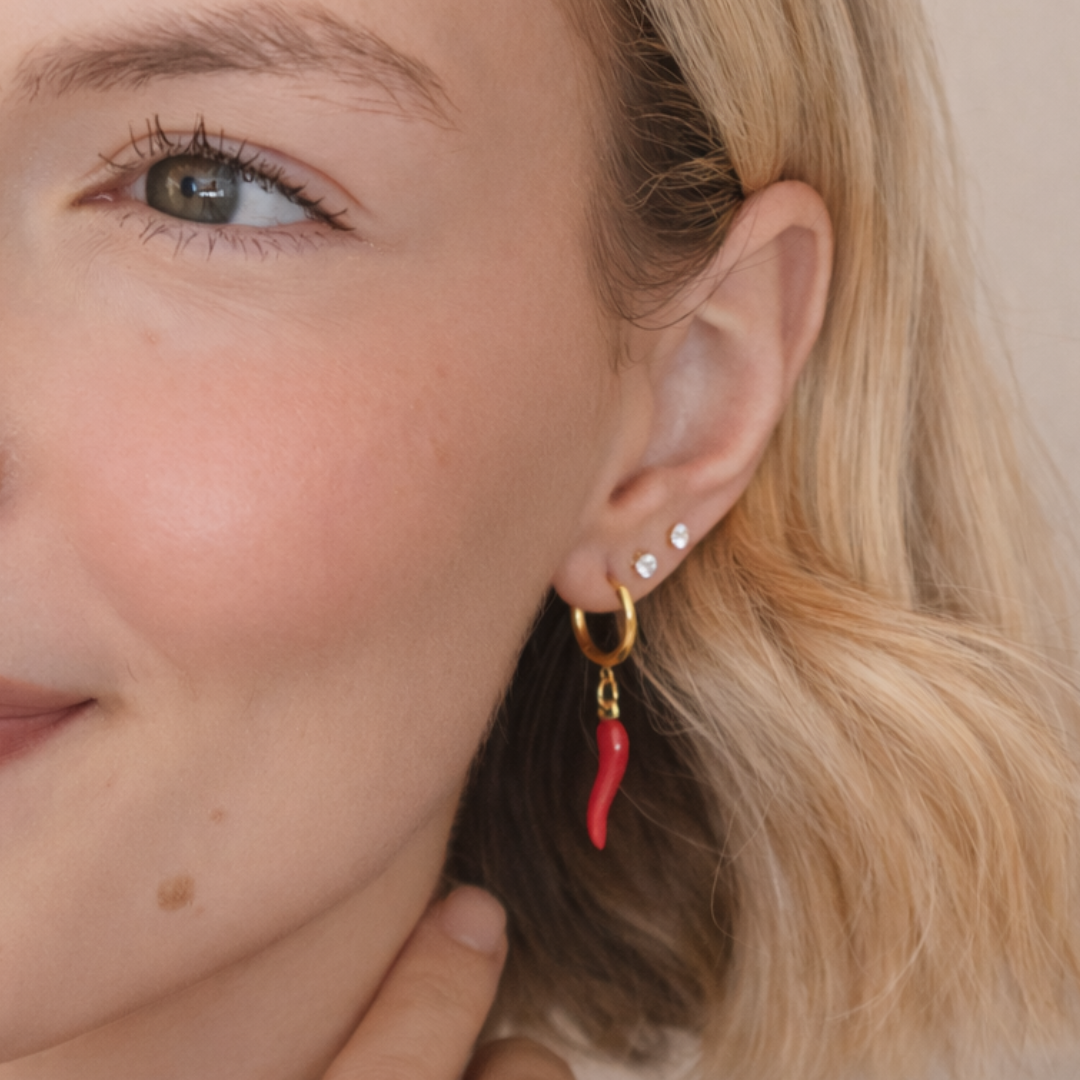 18k Gold Plated Chili Charm Earring