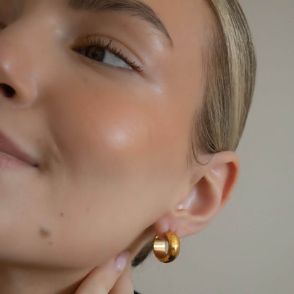 18k Gold Plated Chunky Huggie Earrings