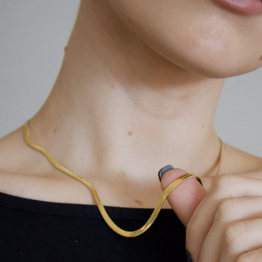 18k Gold Plated Medium Snake Chain Necklace