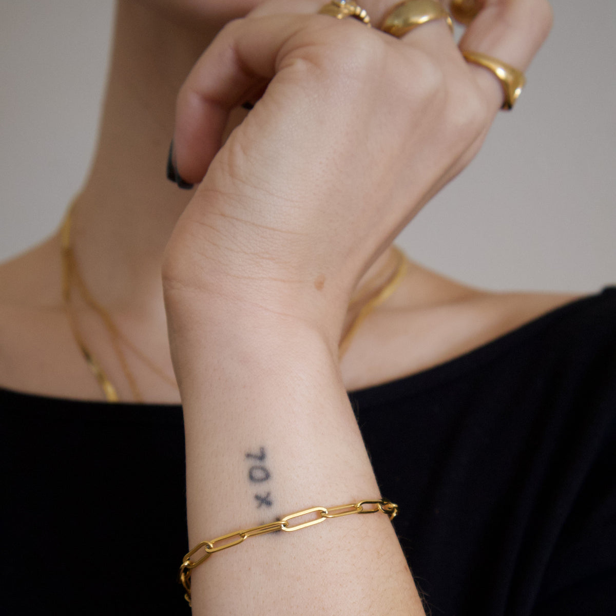 18k Gold Plated Paper Clip Bracelet