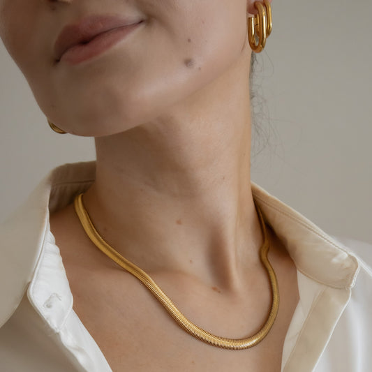 18k Gold Plated Bold Herringbone Necklace