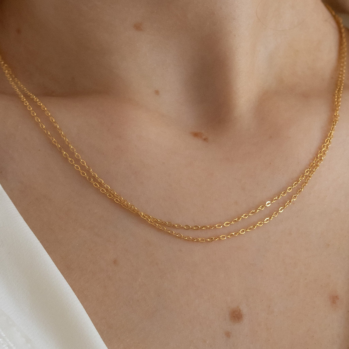 18k Gold Plated Delicate Double Fine Chain Necklace