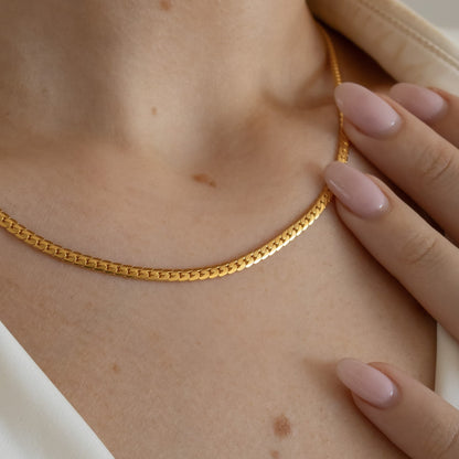18k Gold Plated Skinny Herringbone Necklace