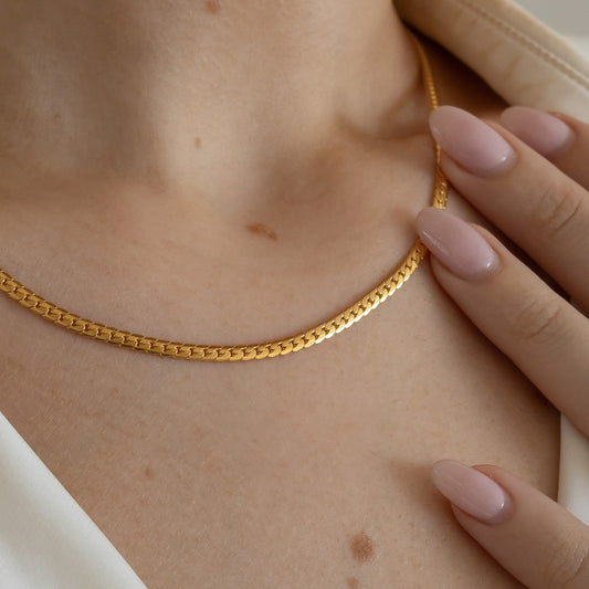 18k Gold Plated Skinny Herringbone Necklace