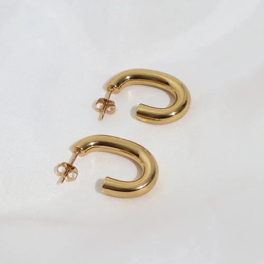 18k Gold Plated Tube Hoop Earrings