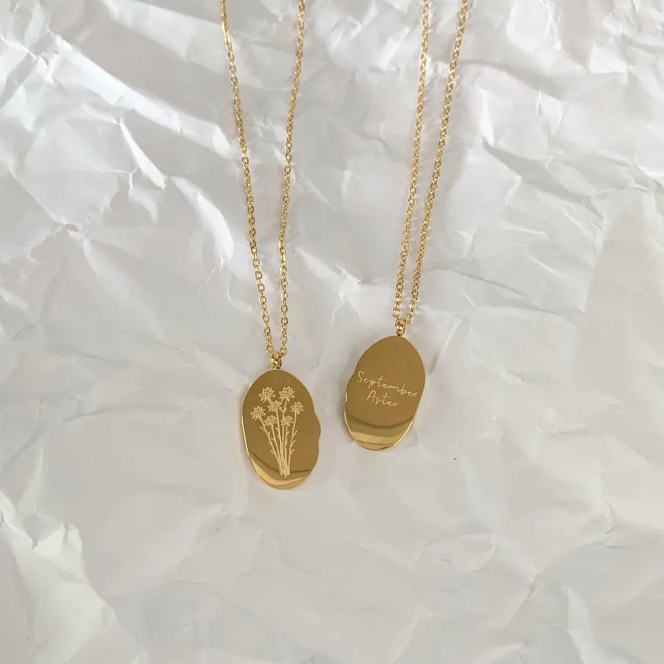 18k Gold Plated Birth Flower Necklace