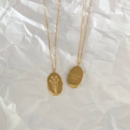 18k Gold Plated Birth Flower Necklace